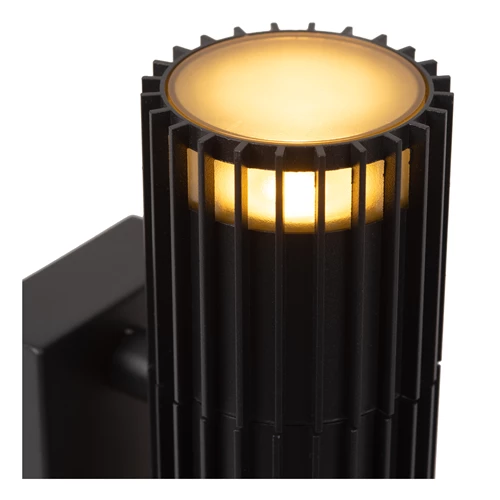 Lucide TIMBALA - Wandspot / Wandlamp Binnen/Buiten - 2xGU10 - IP44 - Zwart | Essential - detail 1